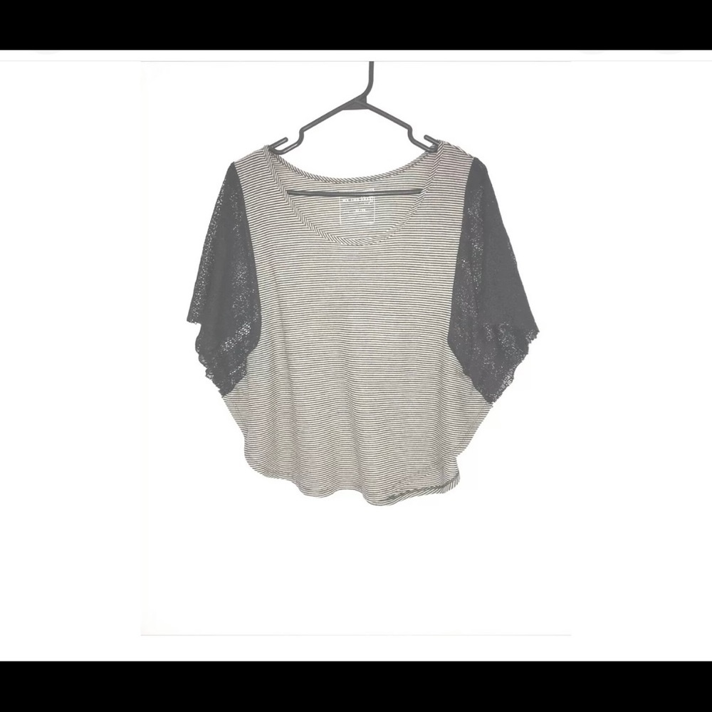We The Free black white striped lace sleeve shirt
